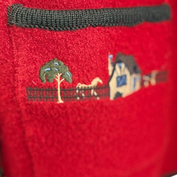Vintage Japon et Chine Wool Cardigan – Red Folk Cottage/Western Embroidery - Picture 2 of 6
